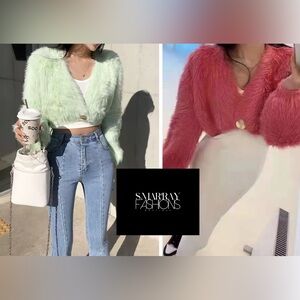 Cropped fuzzy sweater